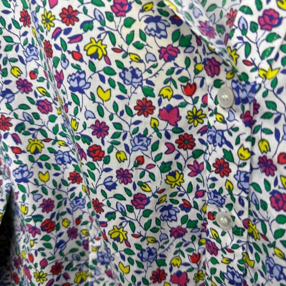 Talbots Women Floral Garden Short Sleeved Button Down Non Iron Shirt Size 16 EUC - Picture 2 of 6